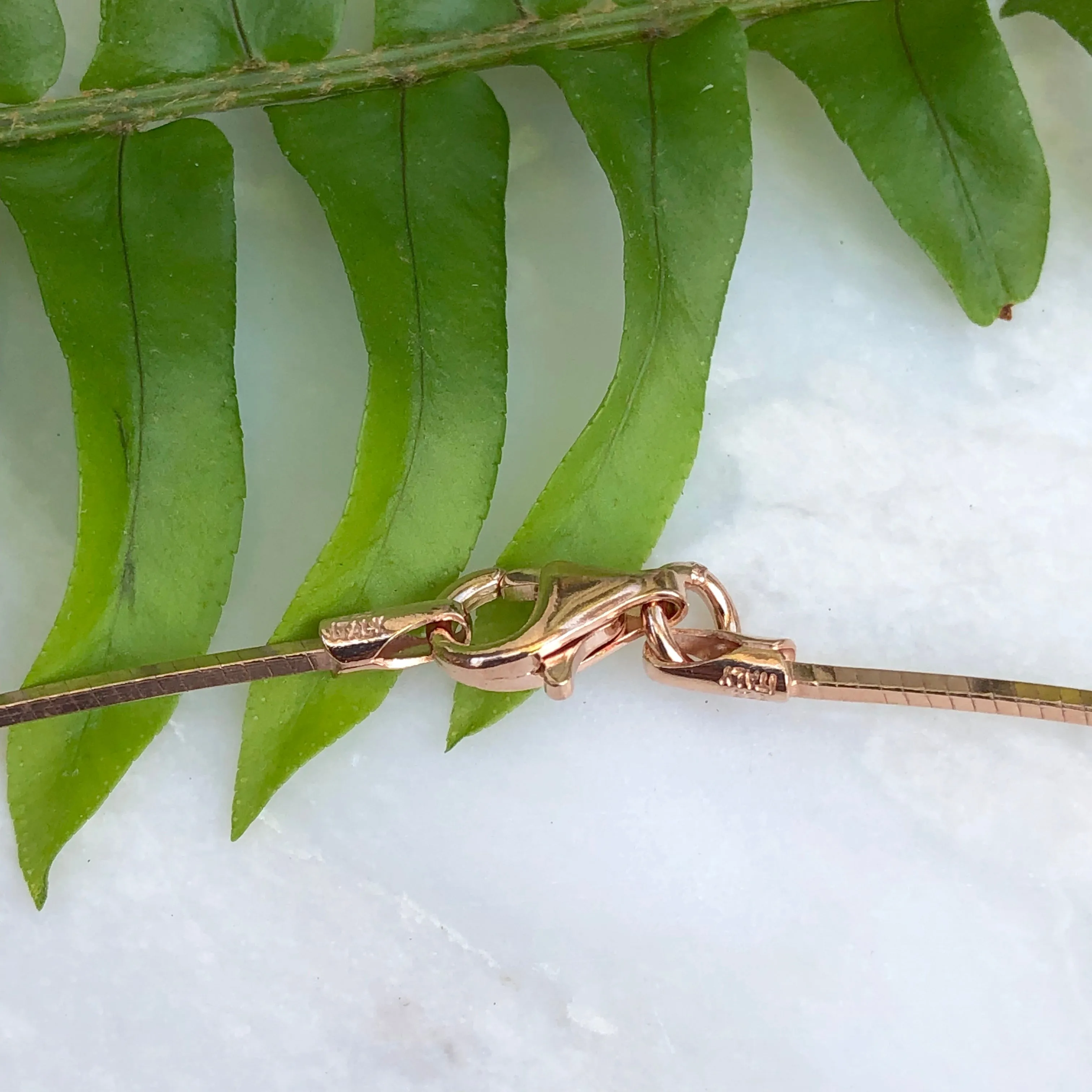 14KT Rose Gold Plated Sterling Silver Square Snake Wire Necklace 1.2mm