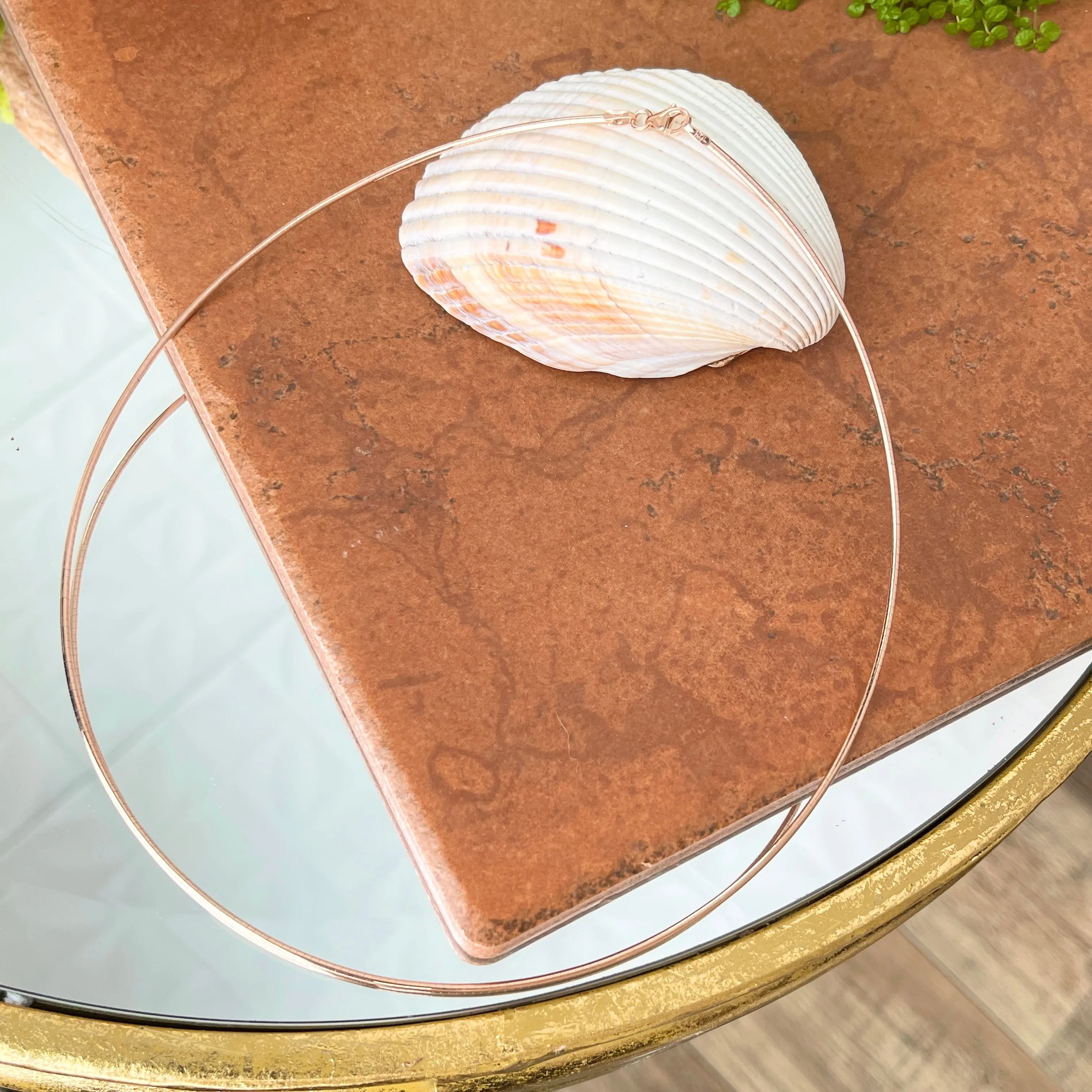 14KT Rose Gold Round 1.5mm Omega Neck Wire Necklace