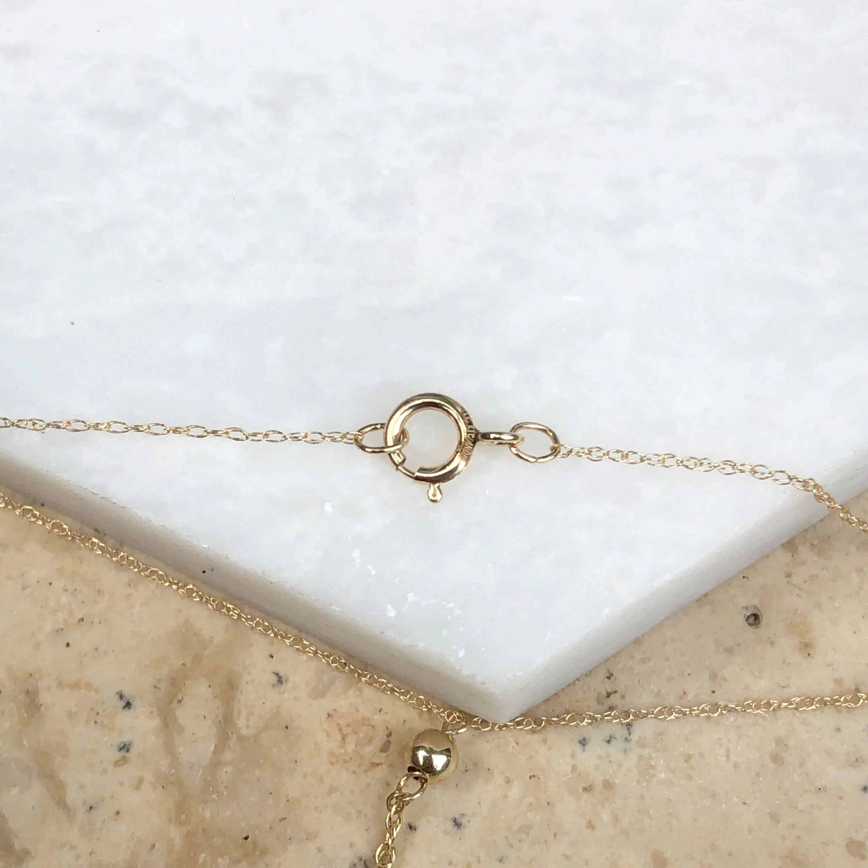 14KT Yellow Gold Pear Emerald Y Chain Lariat Necklace