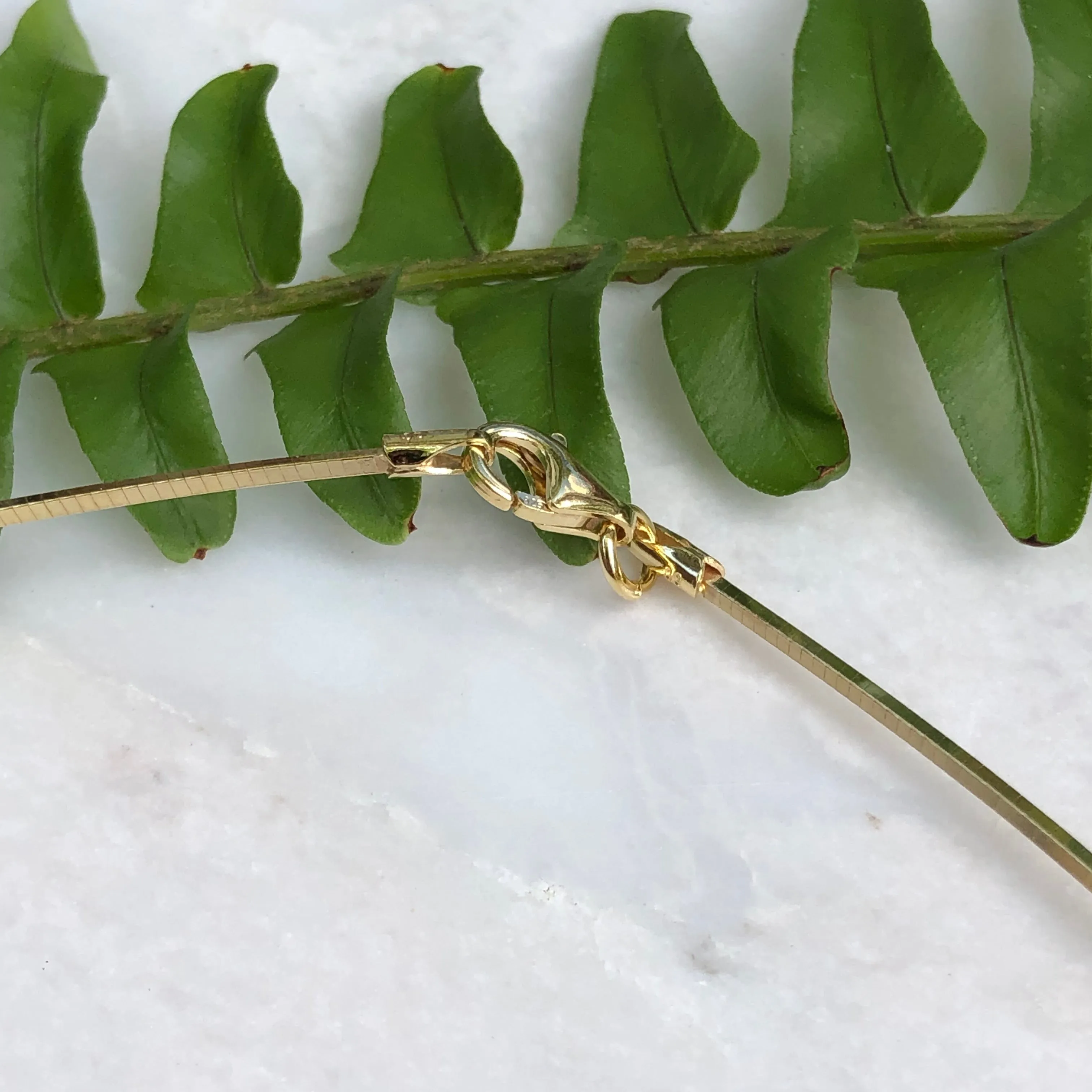 14KT Yellow Gold Plated Sterling Silver Square Snake Wire Necklace 1.2mm