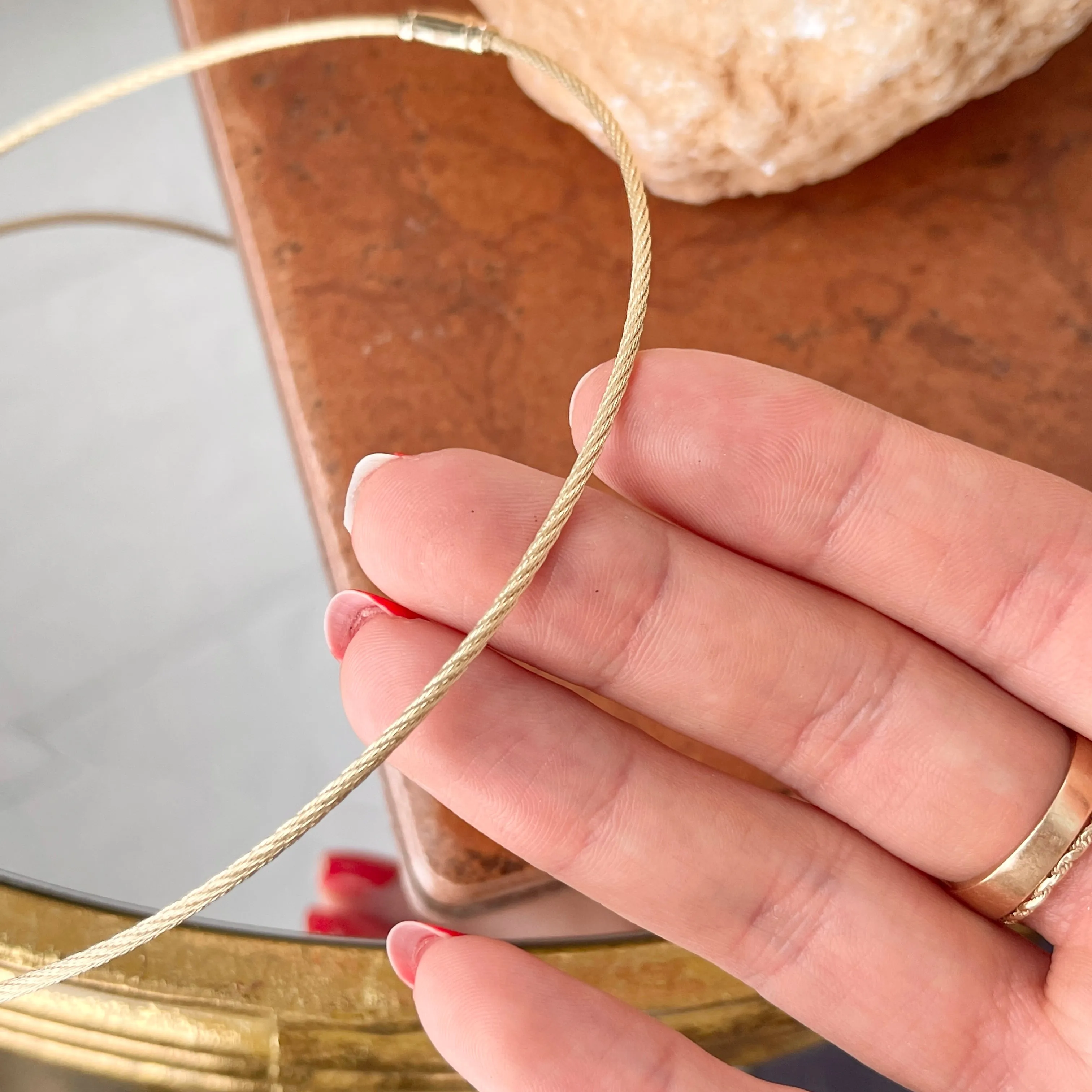 14KT Yellow Gold Round 1.8mm Cable Twist Neck Wire Necklace