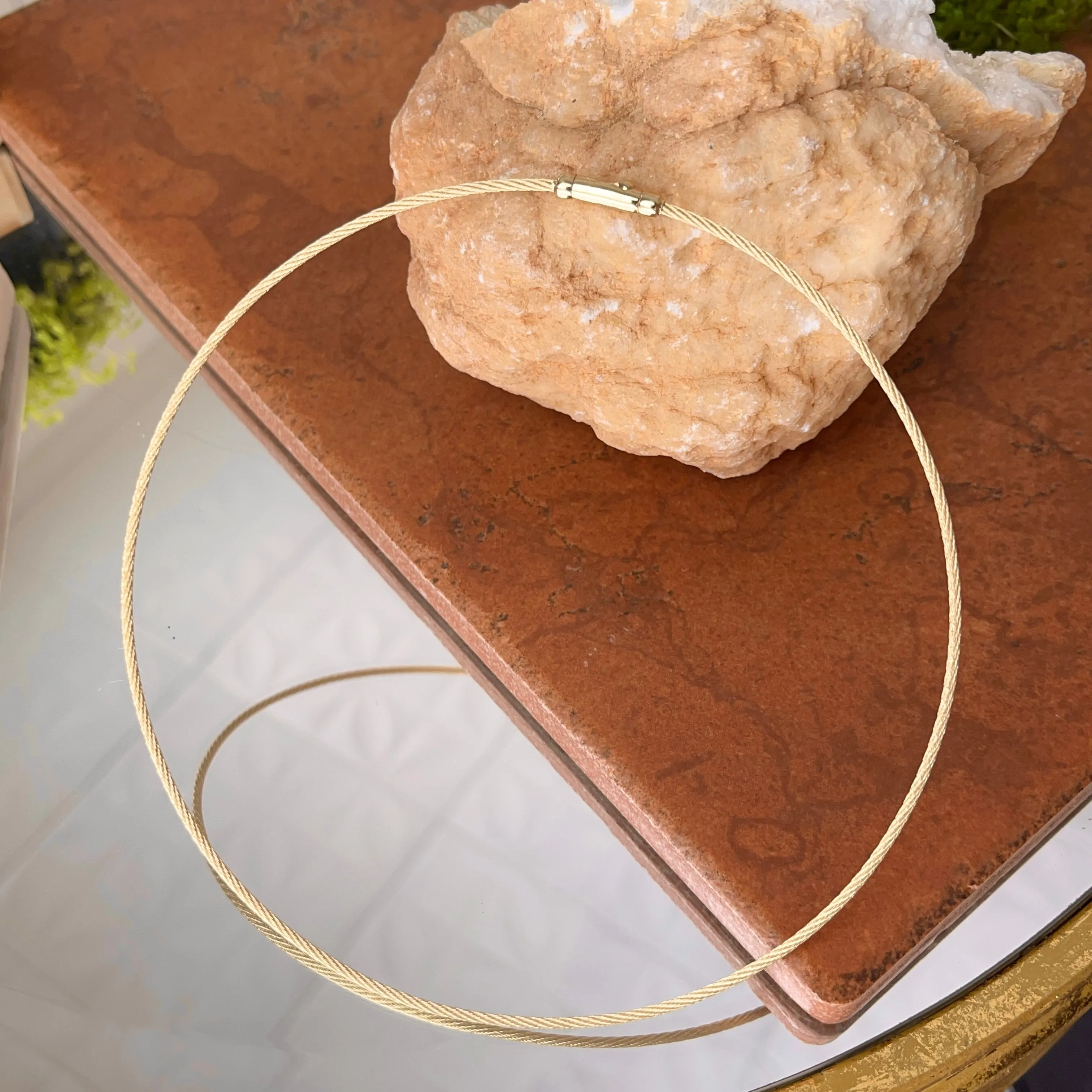 14KT Yellow Gold Round 1.8mm Cable Twist Neck Wire Necklace