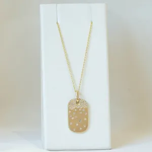 14ky Confetti Diamond Dog Tag Pendant