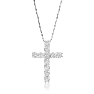 1/6 cttw Lab Grown Diamond Cross Pendant Necklace Sterling Silver