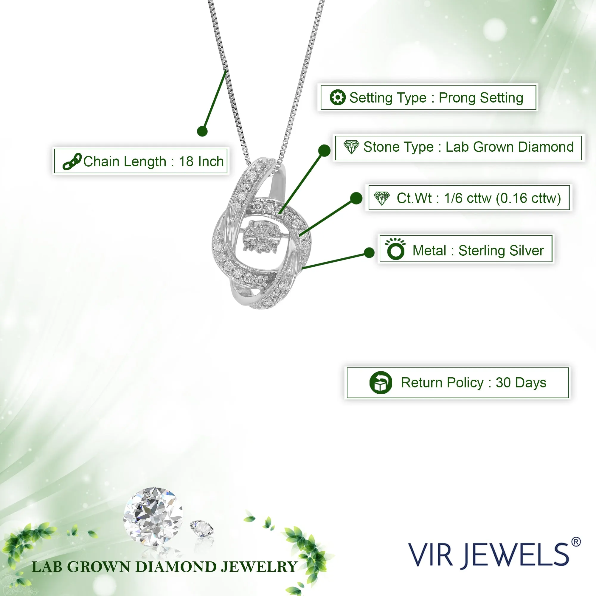 1/6 cttw Lab Grown Diamond Universe Pendant in Sterling Silver