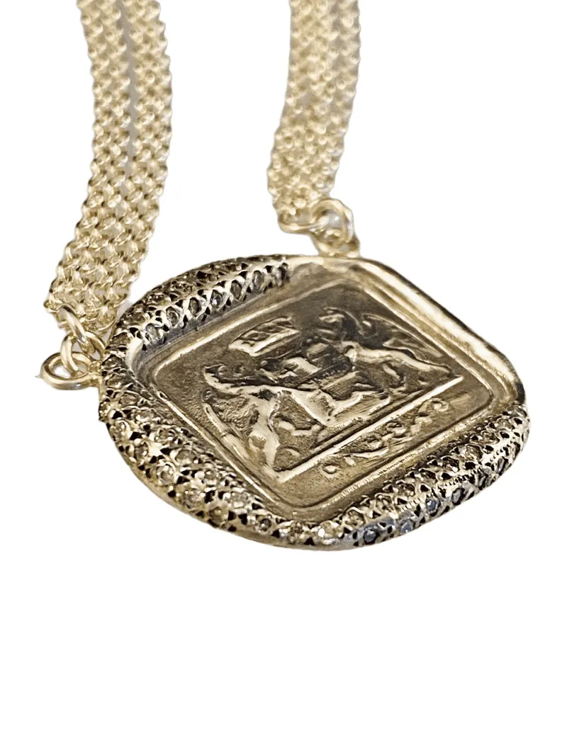 16” Sterling Silver Double Gryphon Crest with Diamonds