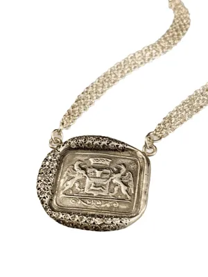 16” Sterling Silver Double Gryphon Crest with Diamonds
