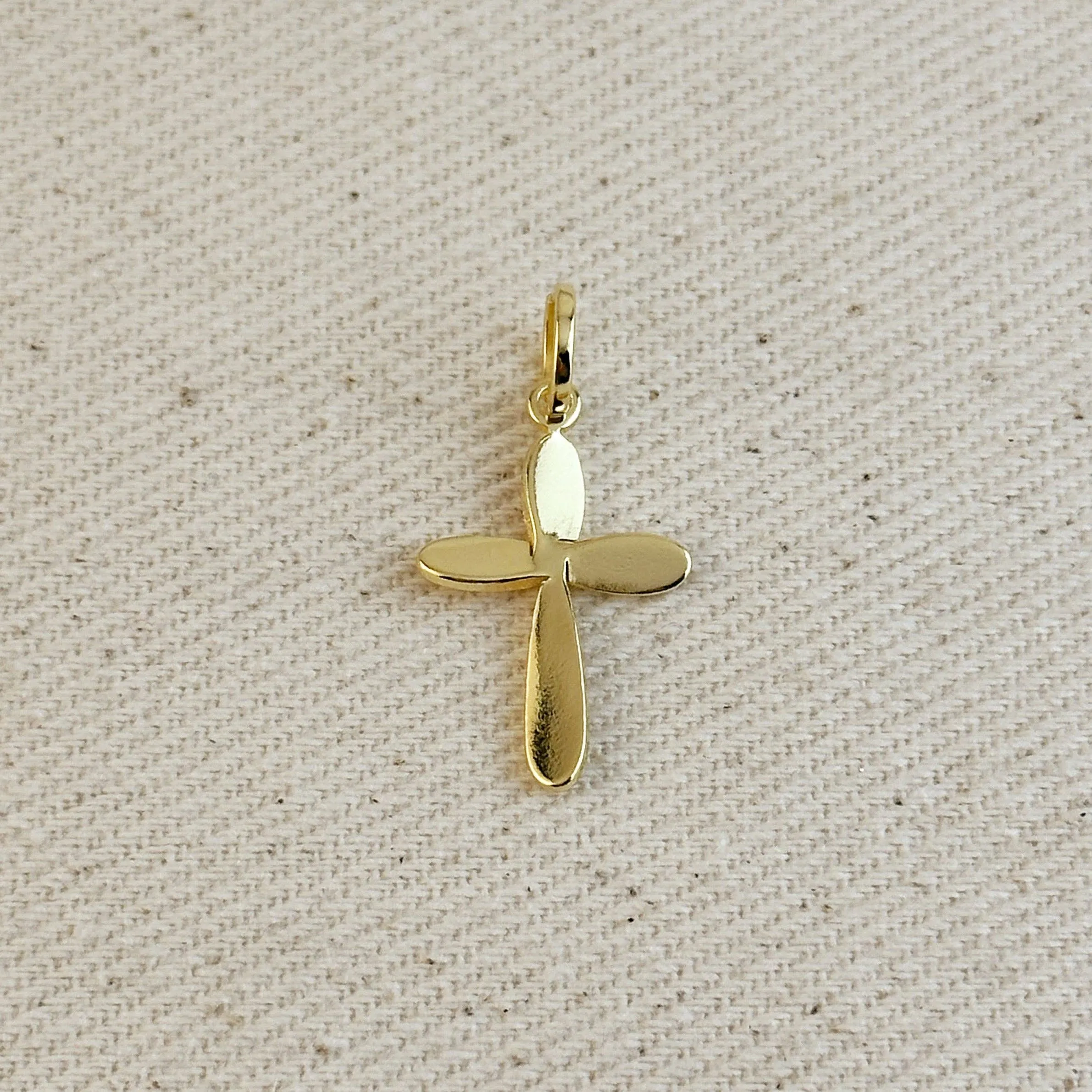 18k Gold Filled Rounded Polished Cross Pendant