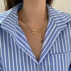 18K Gold-Plated 'B' Drop Necklace