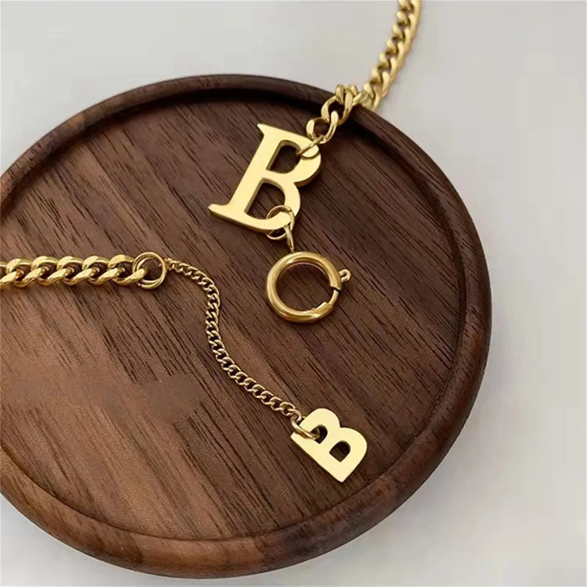 18K Gold-Plated 'B' Drop Necklace