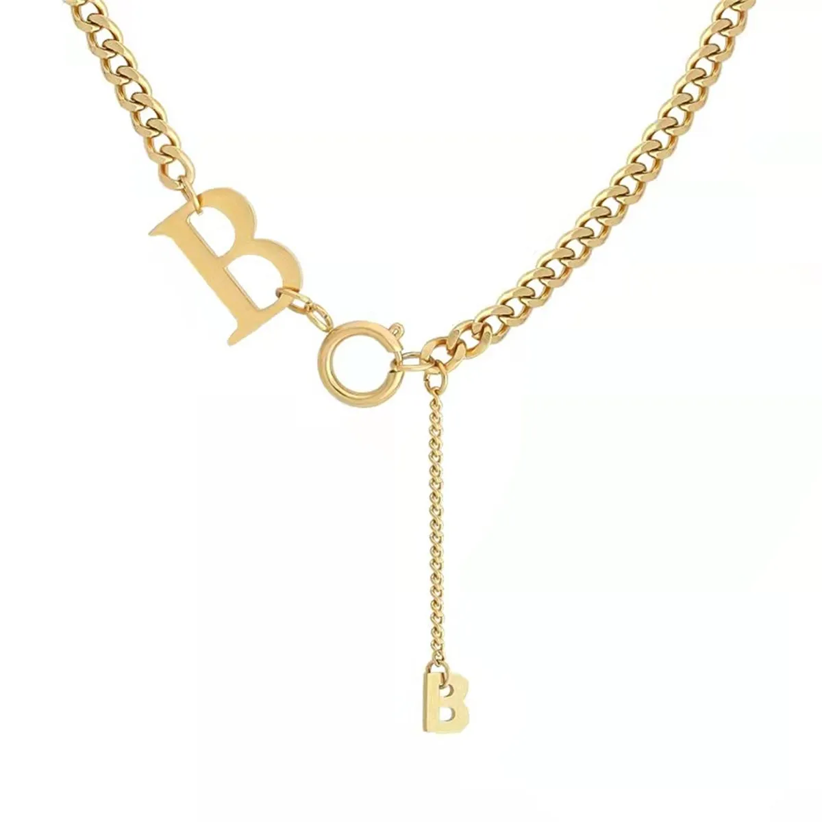 18K Gold-Plated 'B' Drop Necklace