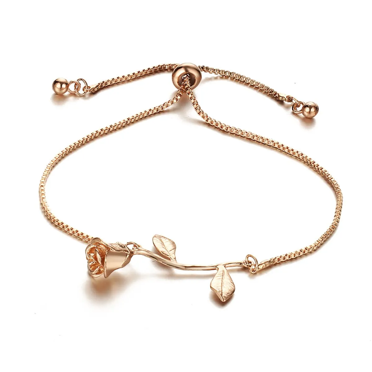 18K Rose Gold-Plated Flower Adjustable Bracelet