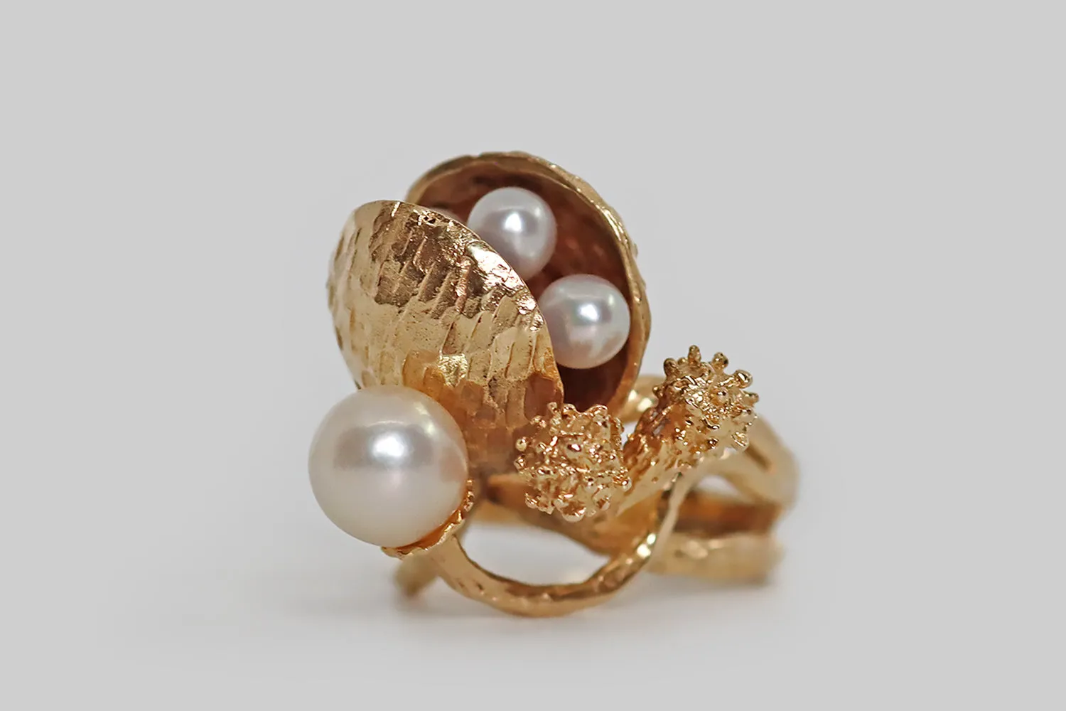 1960s Sea Fantasy Clamshell Cocktail Ring