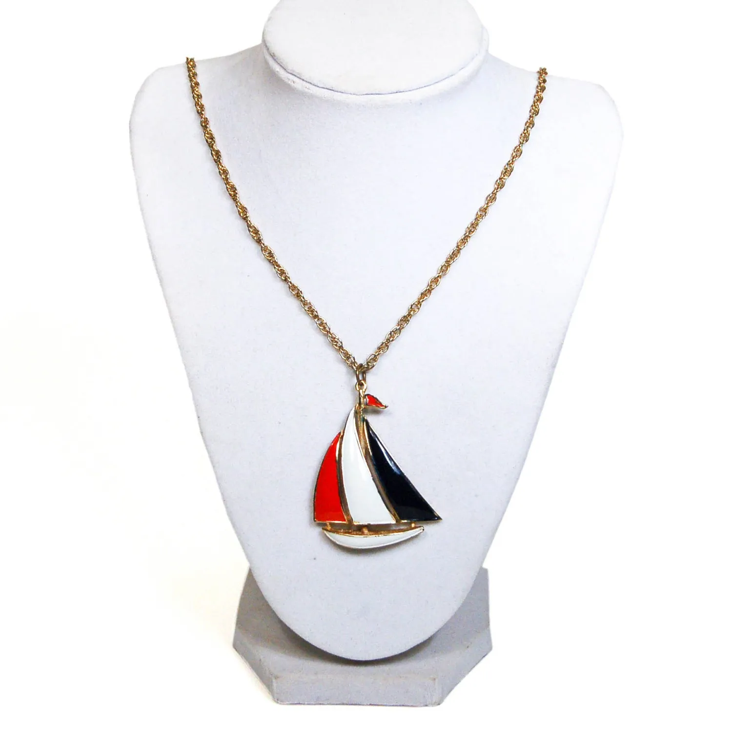 1970's Red, White, and Blue Sailboat Necklace