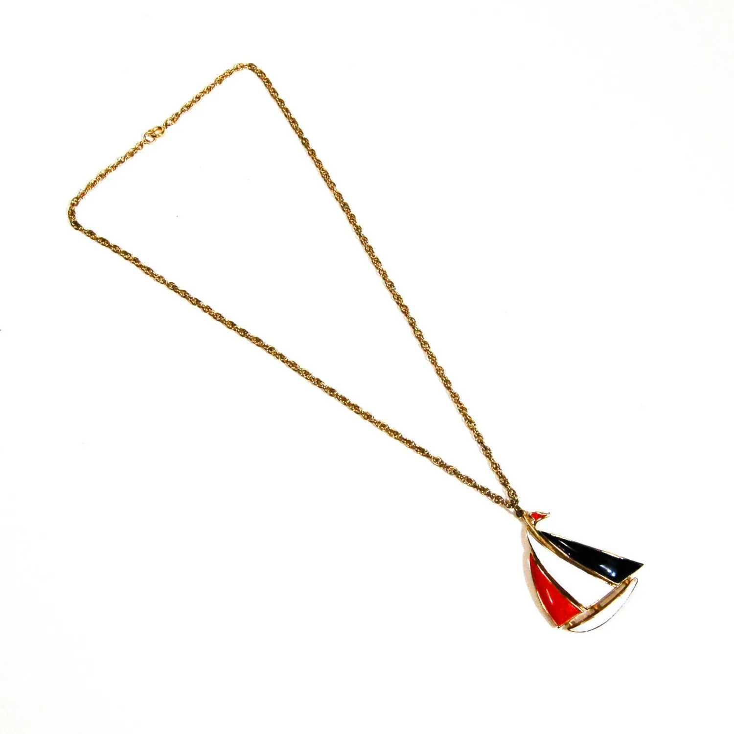 1970's Red, White, and Blue Sailboat Necklace