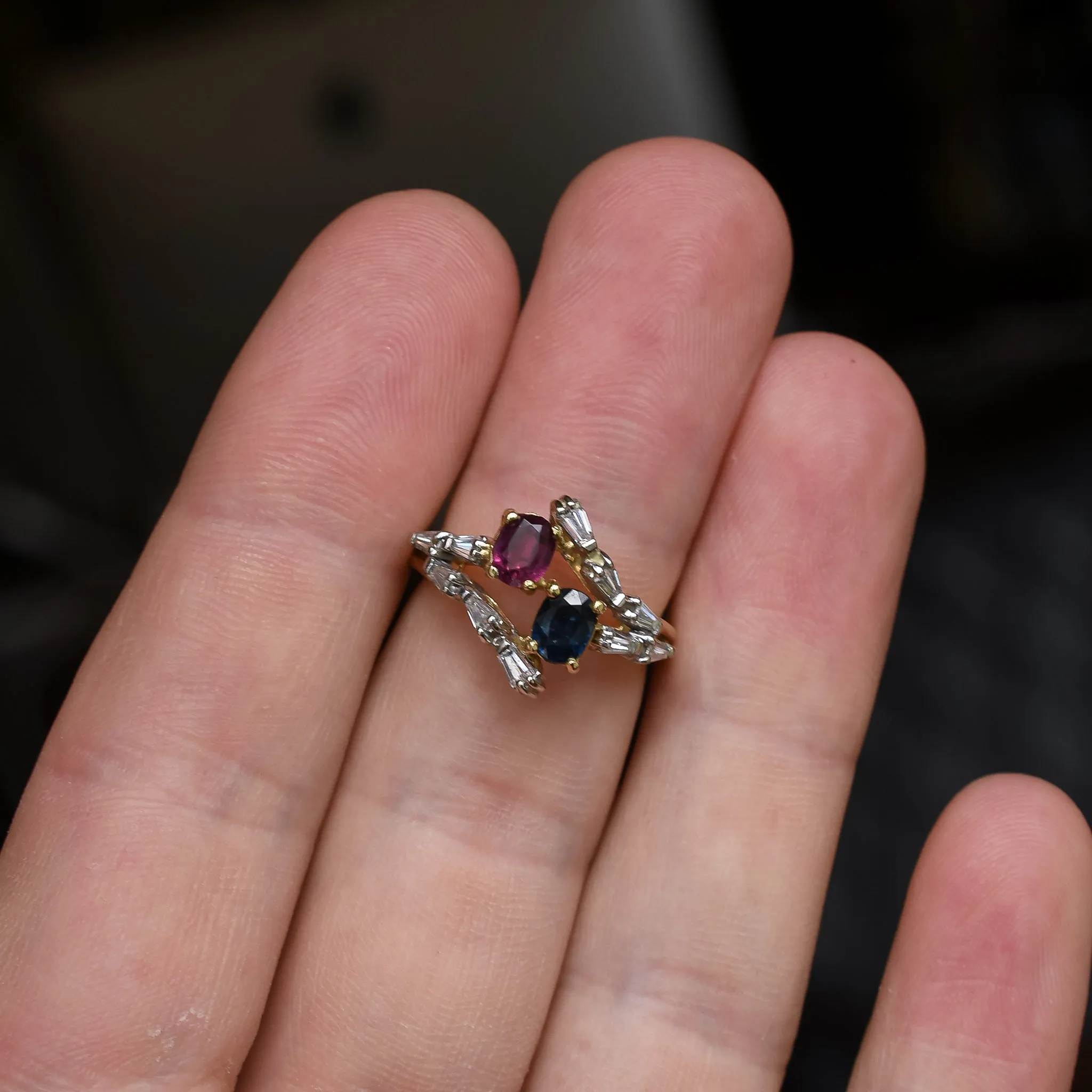 1980s Sapphire & Ruby "Toi et Moi" Ring