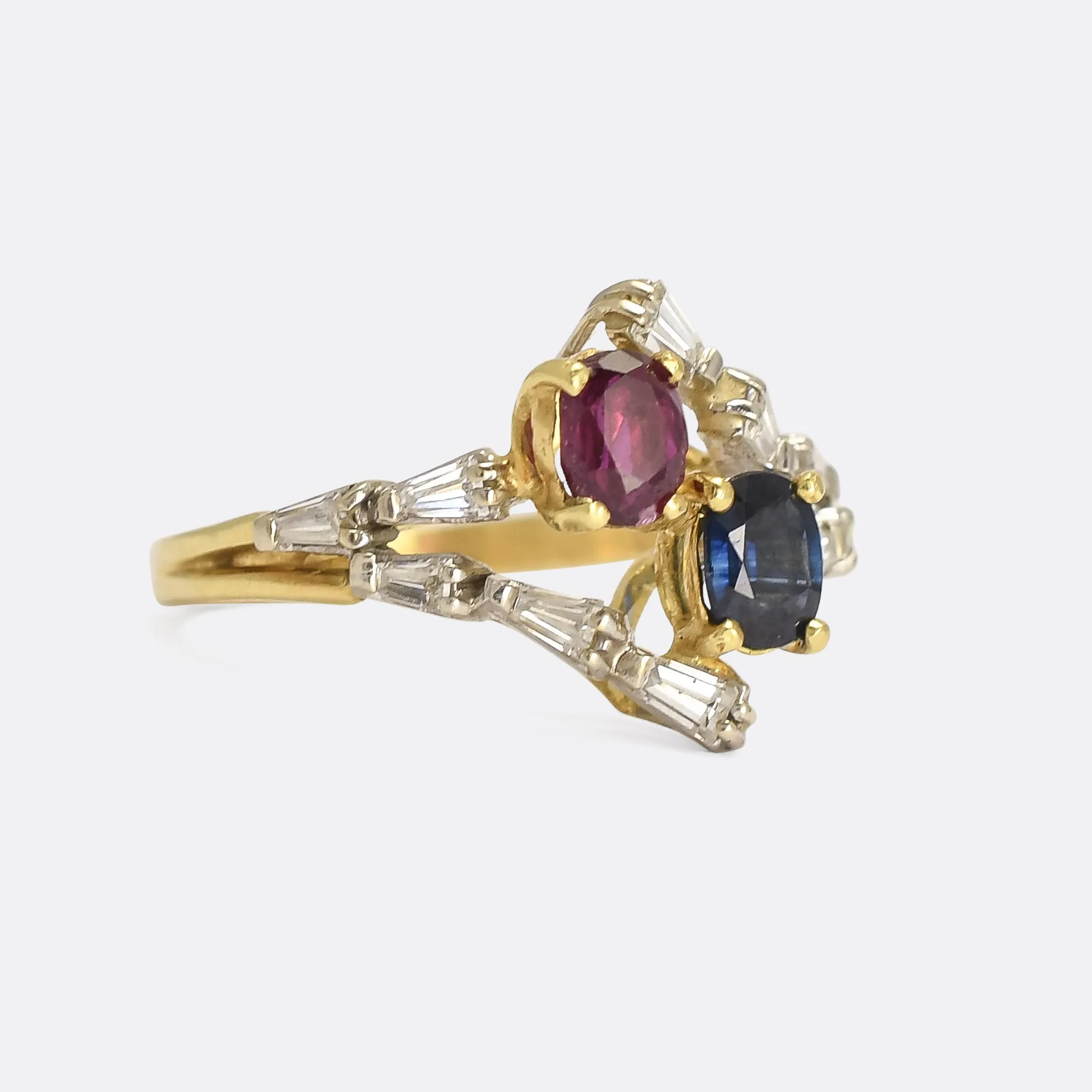 1980s Sapphire & Ruby "Toi et Moi" Ring