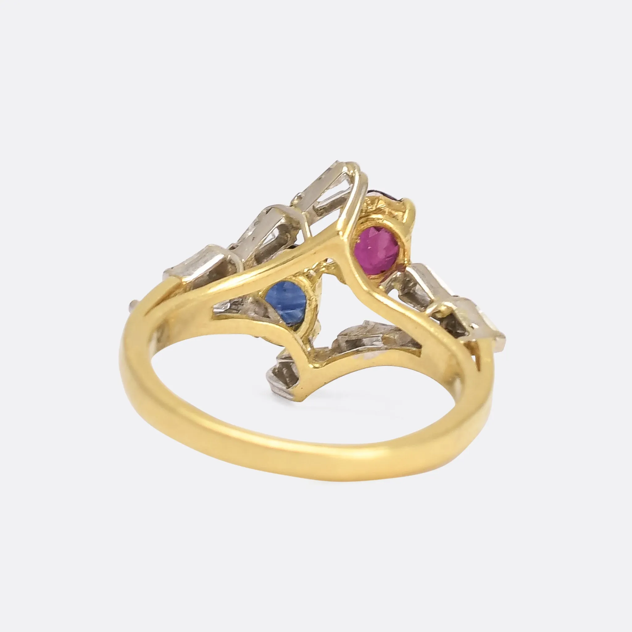 1980s Sapphire & Ruby "Toi et Moi" Ring