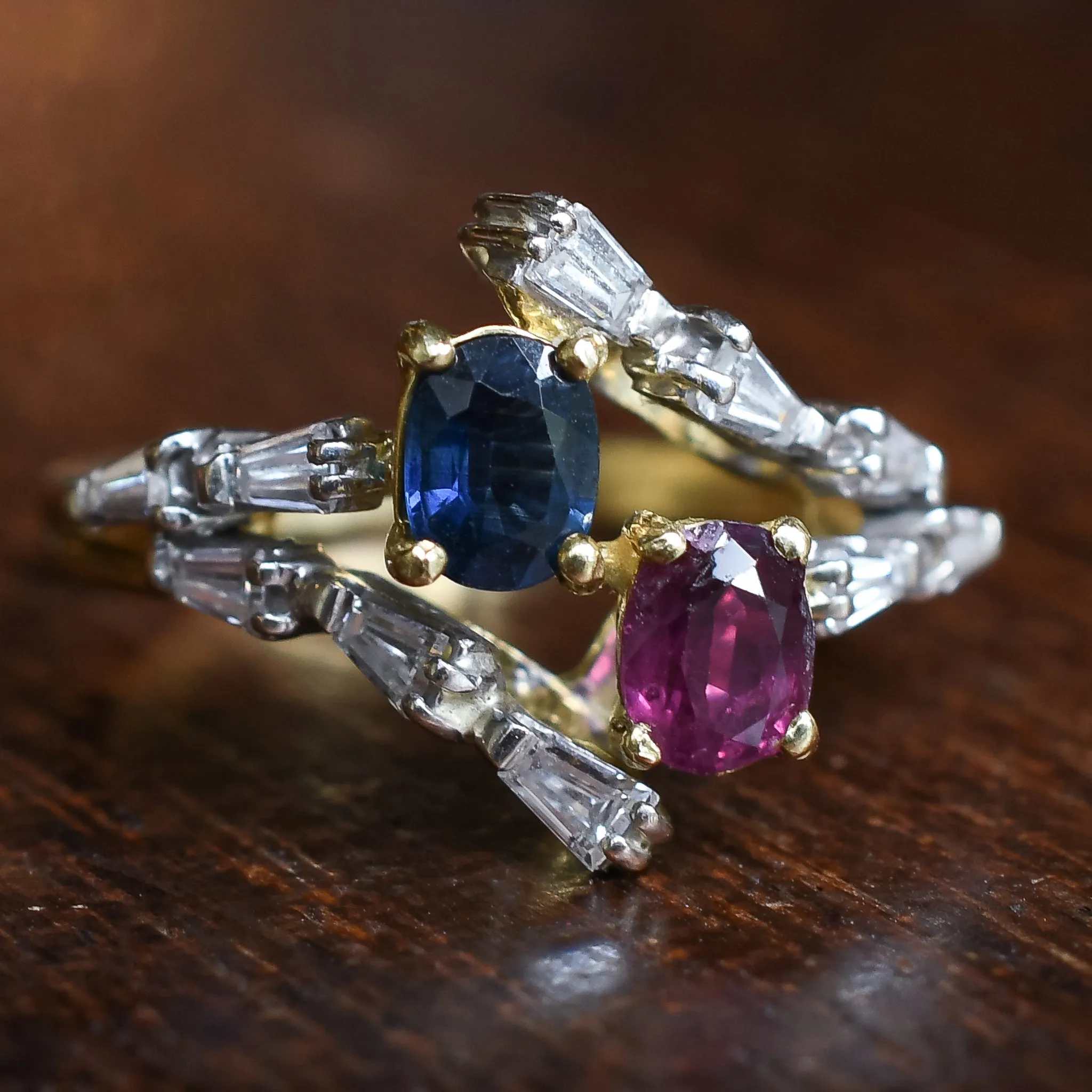 1980s Sapphire & Ruby "Toi et Moi" Ring