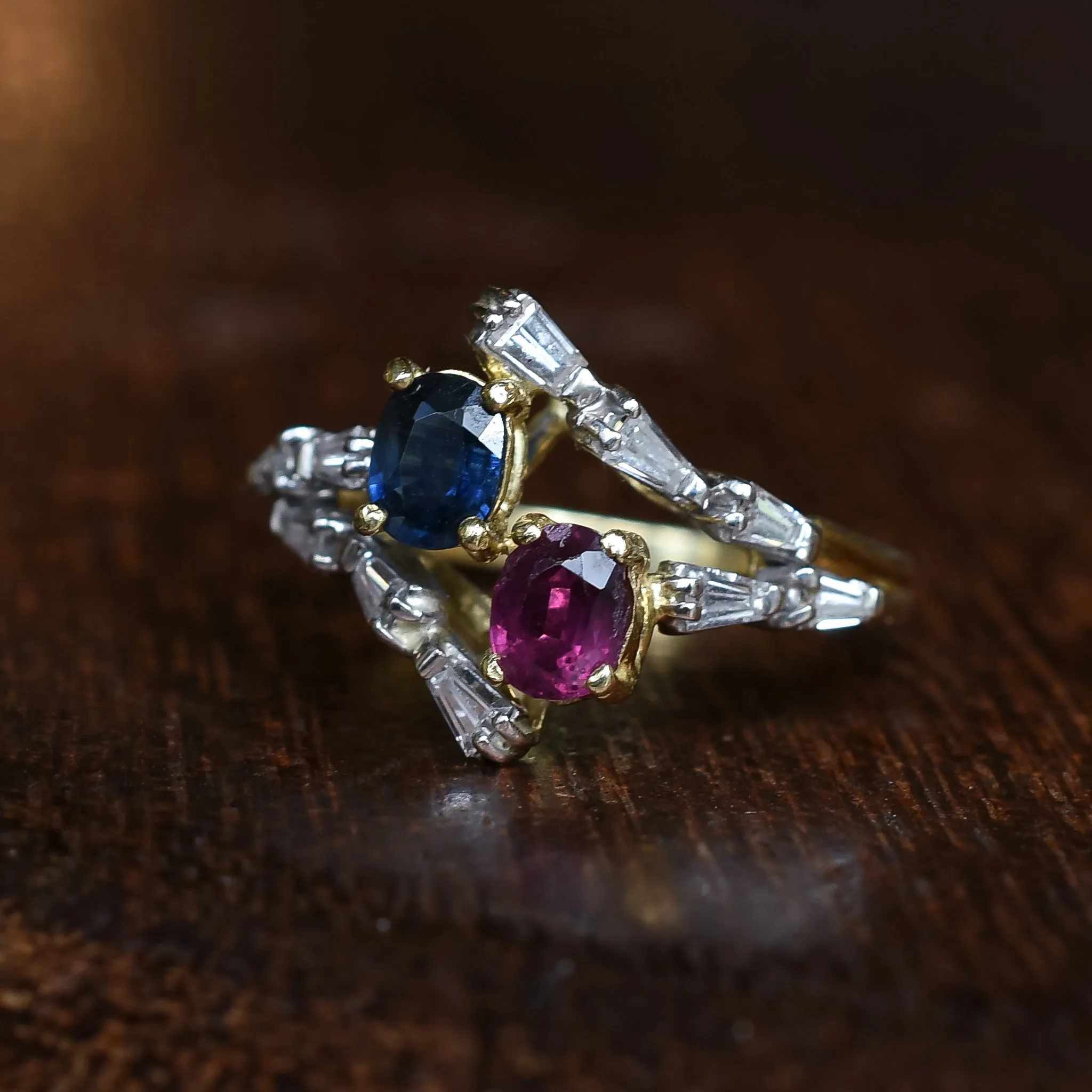1980s Sapphire & Ruby "Toi et Moi" Ring