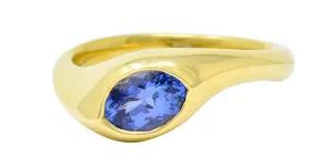 1990s Vintage Tanzanite 18 Karat Gold Eyelet Band Ring