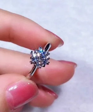 1ct Round Cut Diamond Snowflake Engagement Ring