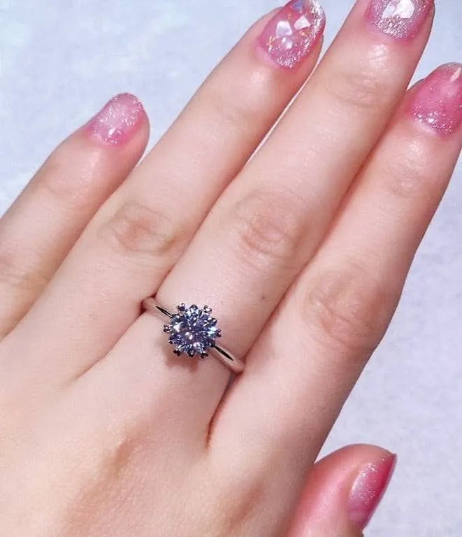1ct Round Cut Diamond Snowflake Engagement Ring