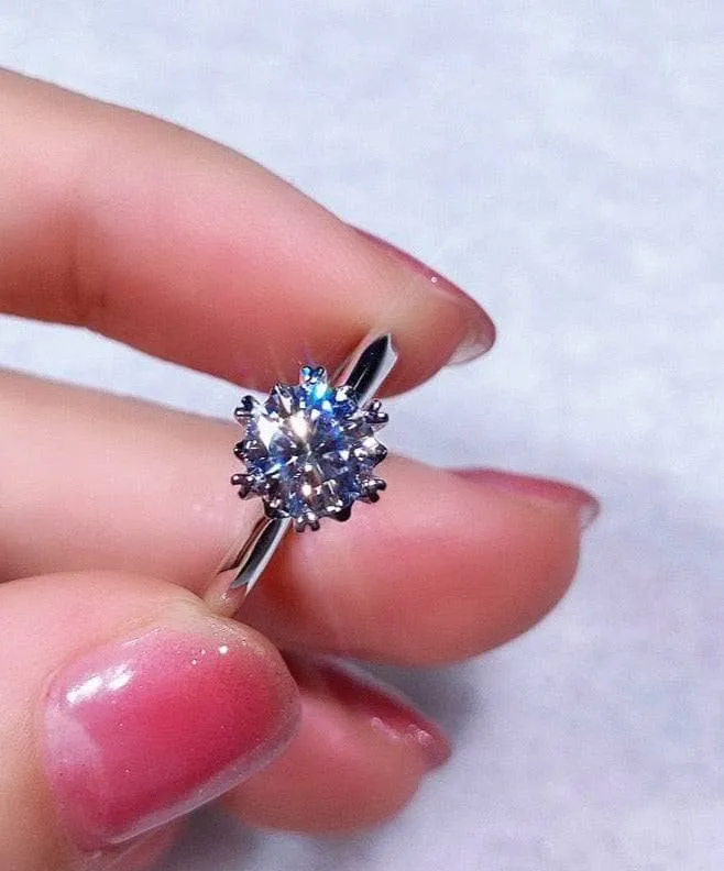 1ct Round Cut Diamond Snowflake Engagement Ring