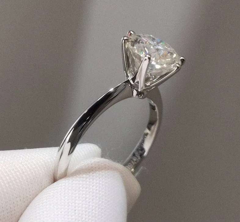 2 Carat 8mm Round Cut D Color Diamond Engagement Ring