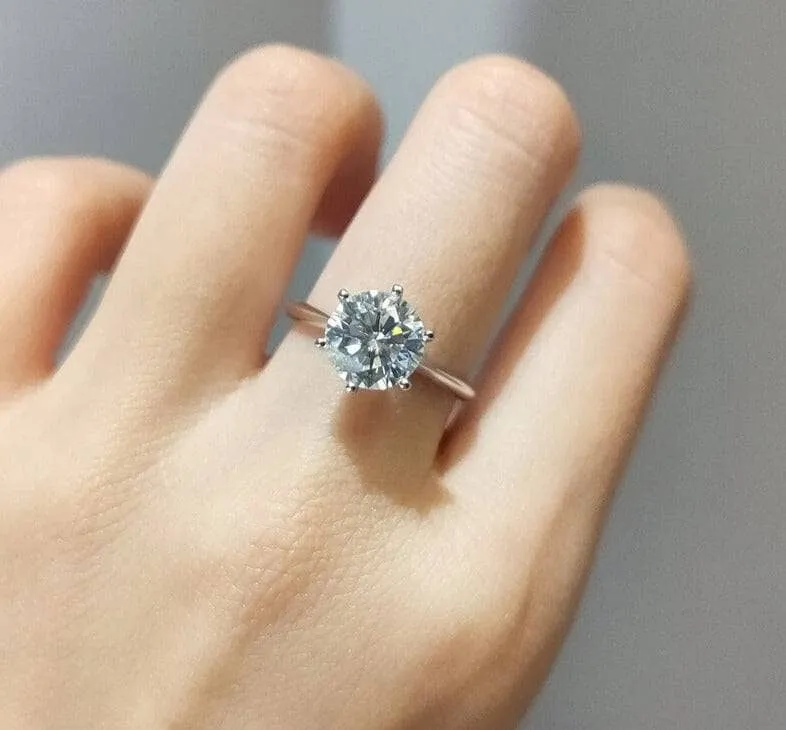 2 Carat 8mm Round Cut D Color Diamond Engagement Ring