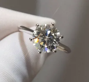 2 Carat 8mm Round Cut D Color Diamond Engagement Ring
