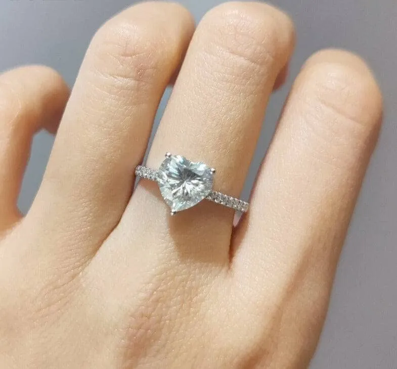 2 Carat Heart Cut Diamond Forever Love Engagement Ring