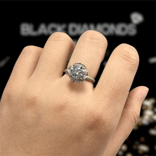 2 Carat Round Cut D Color Diamond Romantic Blossom Engagement Ring