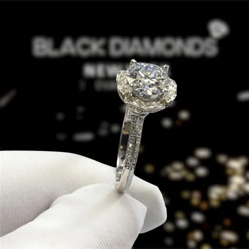 2 Carat Round Cut D Color Diamond Romantic Blossom Engagement Ring