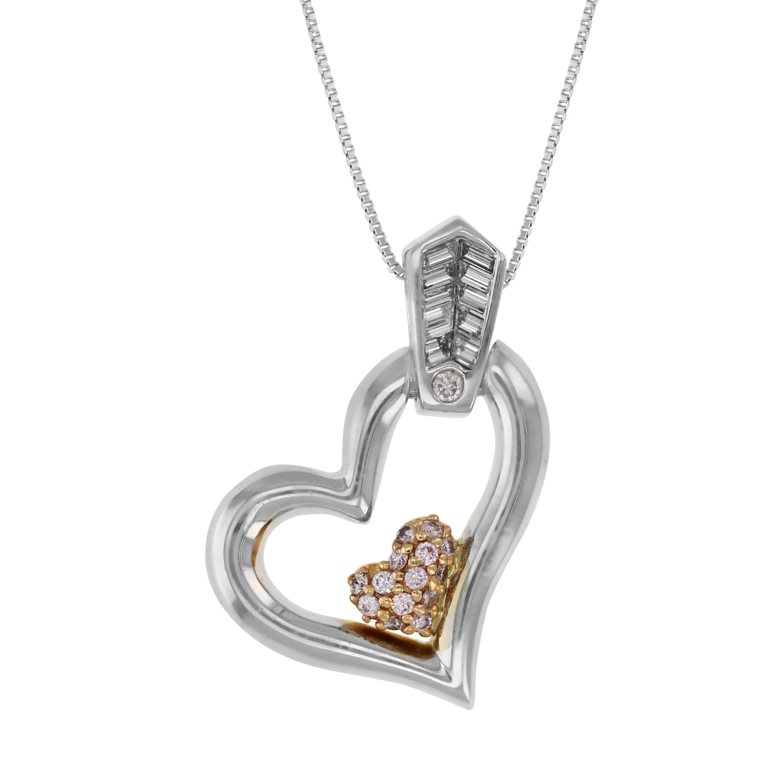 2/5 cttw Diamond Heart Pendant in 10K White Gold