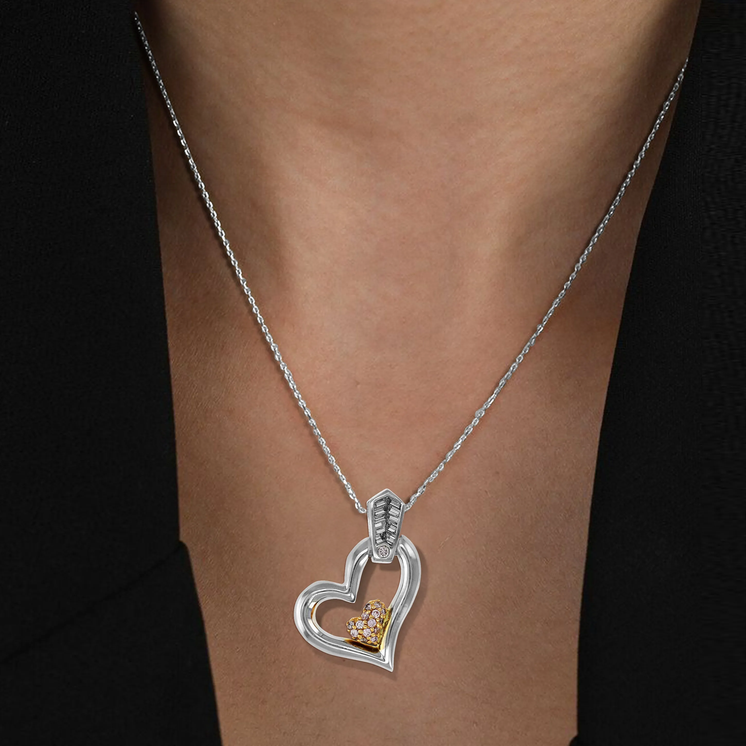 2/5 cttw Diamond Heart Pendant in 10K White Gold