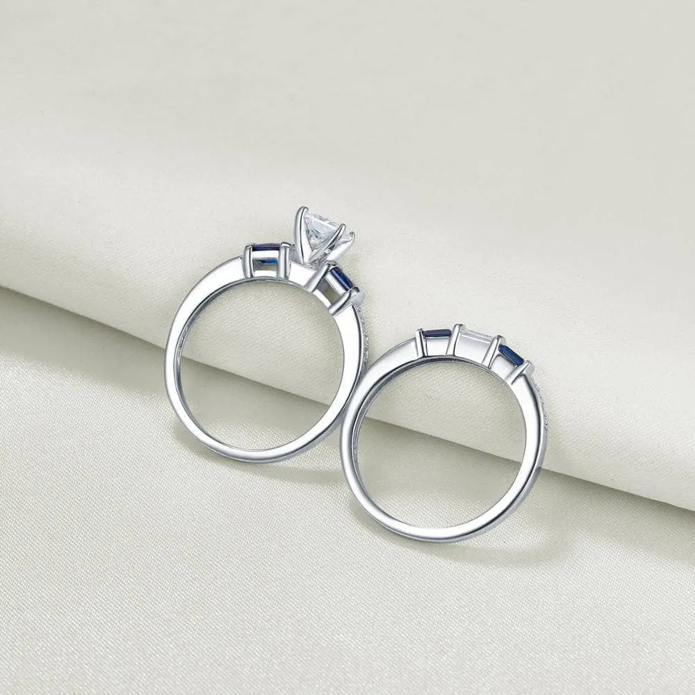 2pcs Princess Cut Created Diamond Wedding Ring Set
