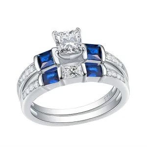 2pcs Princess Cut Created Diamond Wedding Ring Set