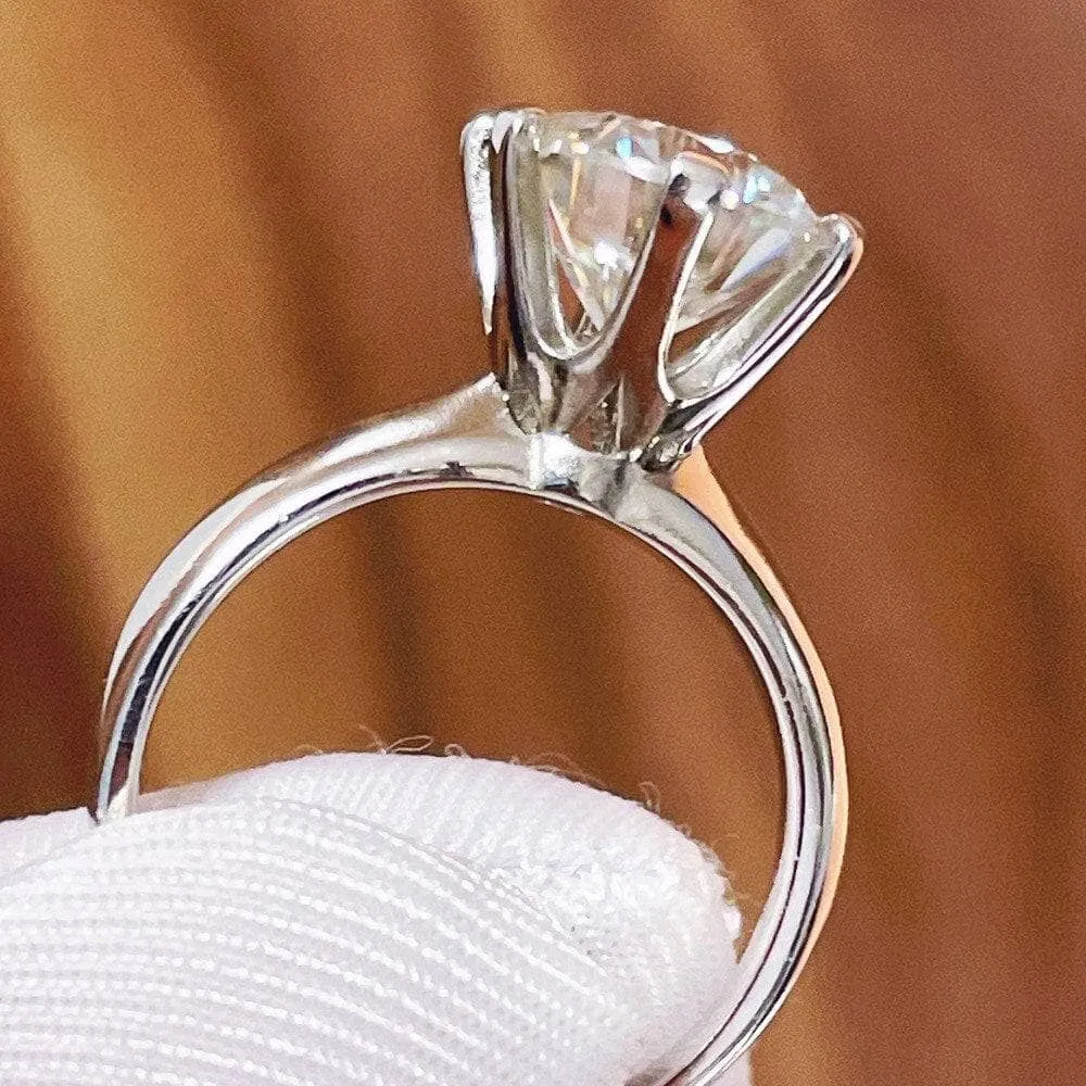 3.0CT Crown Design Round Cut Diamond Engagement Ring