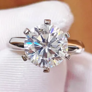 3.0CT Crown Design Round Cut Diamond Engagement Ring