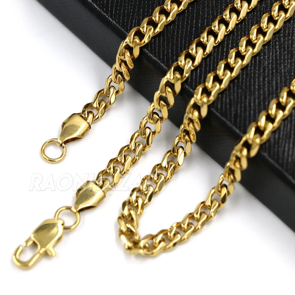 316L Stainless Blinged Out FINEST BOYZ in the Game Lettered Pendant w/ 4mm Miami Cuba Chain