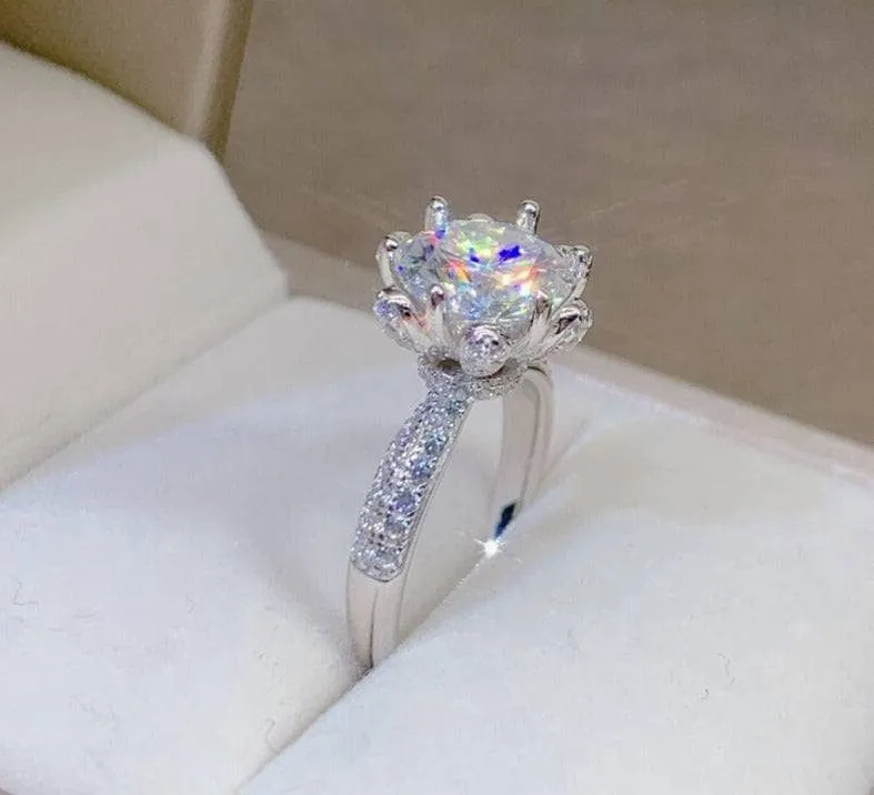 3ct Round Cut Diamond Snowflake Queen Engagement Ring