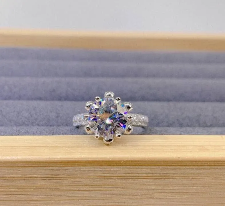 3ct Round Cut Diamond Snowflake Queen Engagement Ring