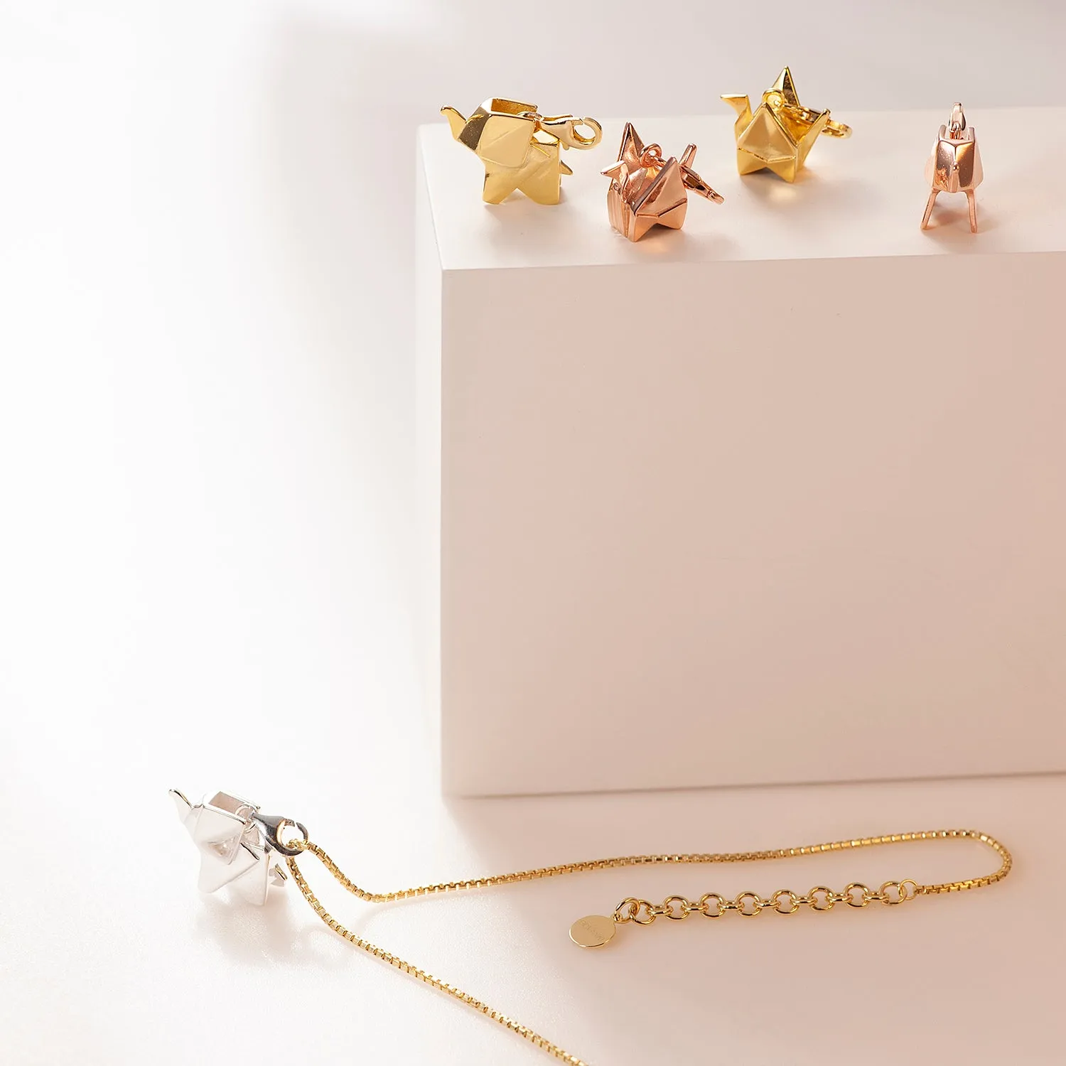 3D Origami Paper Crane Bird Pendant Necklace