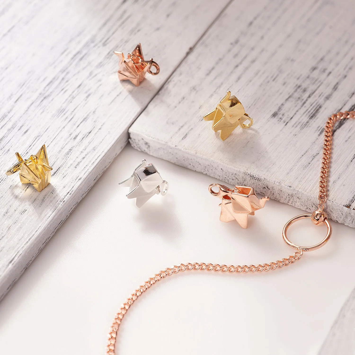 3D Origami Paper Crane Bird Pendant Necklace