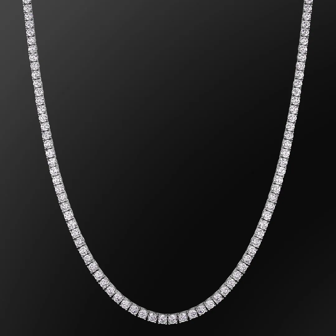 4mm 14K Gold/White Gold CZ Diamond Mens Tennis Chain Necklace KRKC