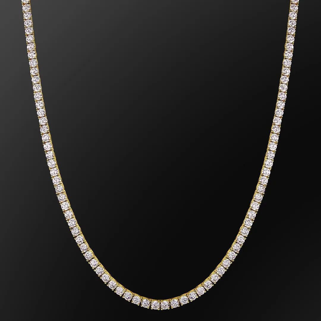 4mm 14K Gold/White Gold CZ Diamond Mens Tennis Chain Necklace KRKC