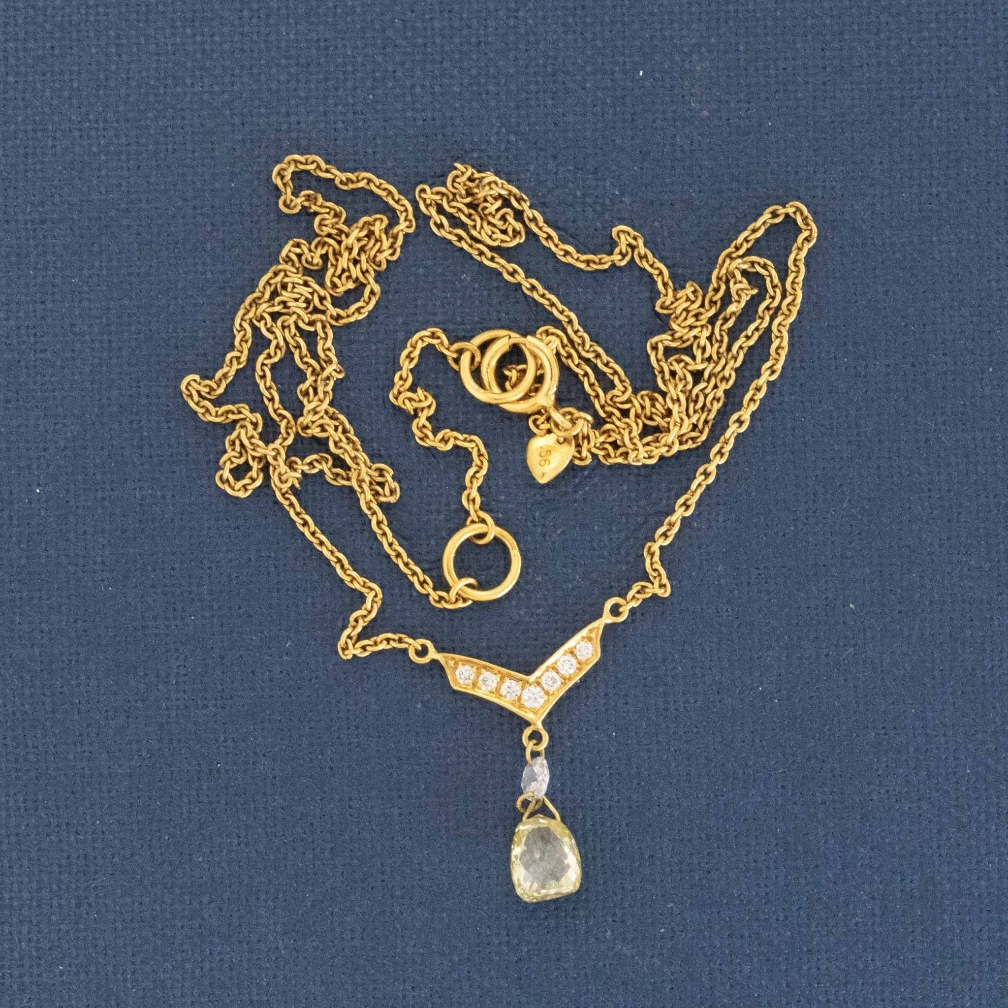 .56ctw Briolette Cut Diamond Drop Necklace