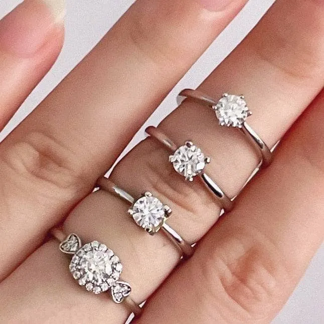 5mm 0.5CT Round Diamond Adjustable Engagement Ring