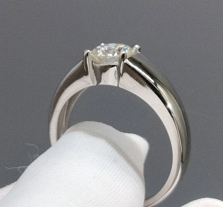 6.5mm 1 Carat Round Cut Diamond Mens Ring